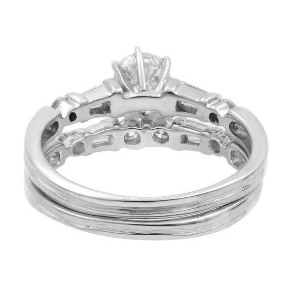 Rachel Koen 1.25Cttw Diamond Engagement Ring Set 14K White Gold Size 8 - Picture 5 of 7